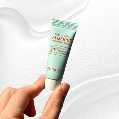 Солнцезащитный крем для лица Be The Skin Sebum Zero Aloerice Vegan Sun Cream SPF 50+, PA++++, 5ml