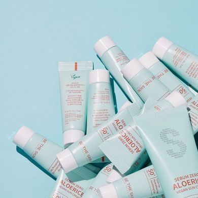 Солнцезащитный крем для лица Be The Skin Sebum Zero Aloerice Vegan Sun Cream SPF 50+, PA++++, 5ml