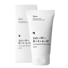 Маска для лица очищающая и отбеливающая Sane с оксидом цинка витамины РР В1 Е А В7Sane Cleansing And Whitening Mask 75ml