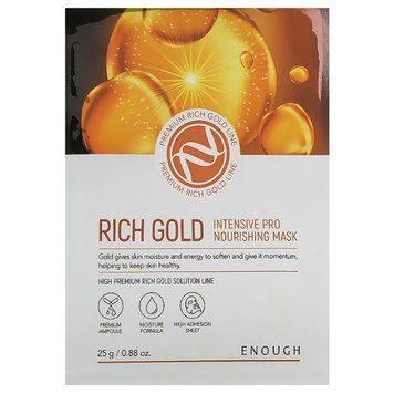 Поживна тканинна маска із золотом Enough Rich Gold Intensive Pro Nourishing Mask 25g