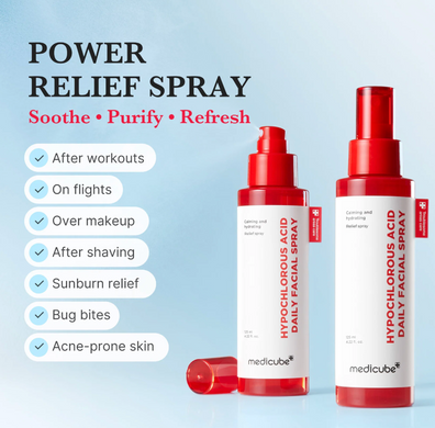 Оновлений заспокійливий спрей із хлорнуватистою кислотою Medicube Hypochlorous Acid Daily Facial Spray 125 мл