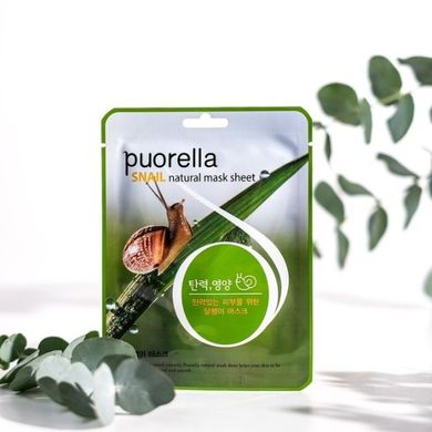 Тканинна маска з екстрактом слизу равлика Beauadd Puorella Snail Natural Mask Sheet 21g