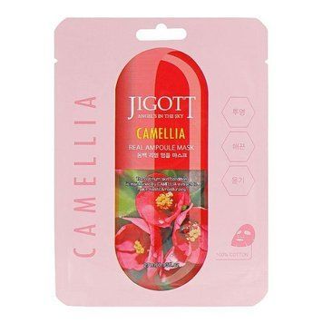 Ампульна маска з екстрактом квітів камелії JIGOTT CAMELLIA REAL AMPOULE MASK 27ml