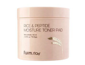 Тонер педи Farmstay Rice & Peptide Moisture Toner Pad 140 мл, 70 шт