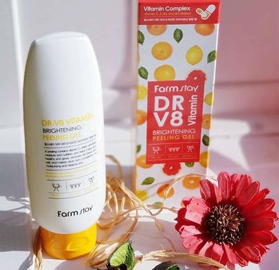 Пілінг-скатка вітамінна з целюлозою для обличчя FarmStay DR-V8 Vitamin Brightening Peeling Gel 150ml