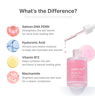 Легкая сыворотка с пептидами и PDRN Medicube Pdrn Pink Peptide Serum Ultra Light 30 мл