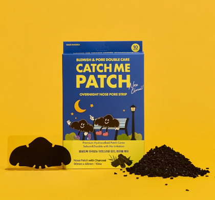 Нічні вугільні смужки для носа Catch Me Patch Overnight Nose Pore Strip Charcoal, 10 шт.