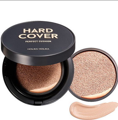 Тональний кушон для обличчя зі змінним блоком HOLIKA Hard Cover Perfect Cushion EX Set (02 Petal)