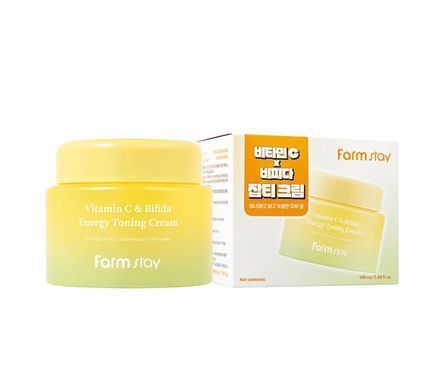 Тонувальний крем з вітаміном C та біфідою Farmstay Vitamin C & Bifida Energy Toning Cream 100 мл