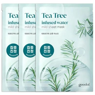 Мягкая тканевая маска чайное дерево Goodal tea tree infused water mild sheet mask 1шт