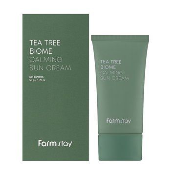 Заспокійливий сонцезахисний крем FarmStay Tea Tree Biome Calming Sun Cream 50мл