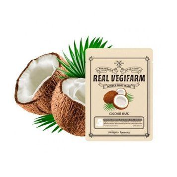 Тканевая маска FORTHESKIN SUPER FOOD REAL VEGIFARM DOUBLE SHOT MASK-Coconut 23ml