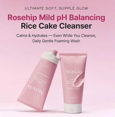 М'яка пінка для вмивання з шипшиною Arencia Rosehip Mild pH Balancing Rice Cake Cleanser, 150 г
