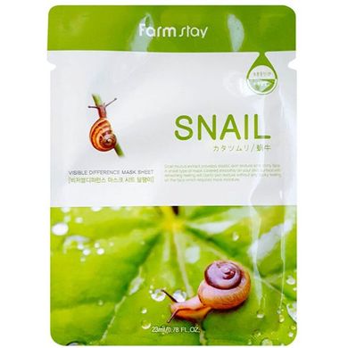 Маска тканинна зволожуюча з муцином равликом FarmStay Visible Difference Mask Sheet Snail 23ml