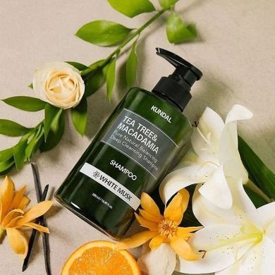 Шампунь із чайним деревом для жирної шкіри голови KUNDAL Tea Tree Macadamia Deep Cleansing Shampoo - White Musk 500ml
