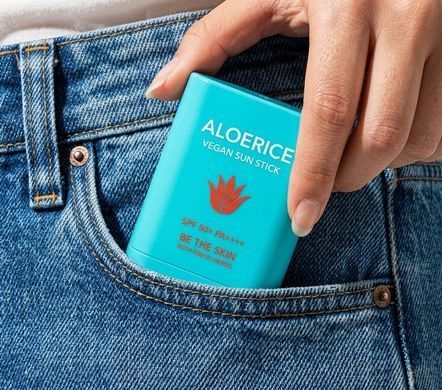 Веганский солнцезащитный стик с алоэ и рисом Be The Skin Aloerice Vegan Sun Stick SPF 50+, 19г