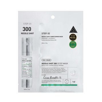 Укрепляющая тканевая маска для лица VT COSMETICS 1EA MILD REEDLE SHOT 300 2-STEP MASK