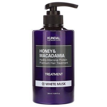 Кондиціонер для волосся з ароматом білого мускусу KUNDAL Honey Macadamia Protein Treatment - White Musk 500ml