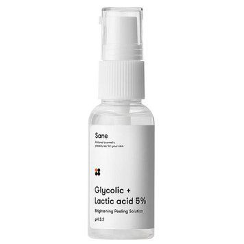 Пілінг для обличчя з гліколевою та молочною кислотою 5 Sane Brightening Peeling Solution 30ml