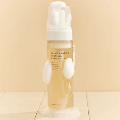Пінка для вмивання з лососем та центелою HEVEBLUE Salmon Caring Centella Bubble Cleanser 200 ml