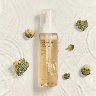 Пінка для вмивання з лососем та центелою HEVEBLUE Salmon Caring Centella Bubble Cleanser 200 ml