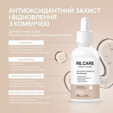 Антиоксидантная сыворотка с комбучей Antioxidant Kombucha Tea-Tox Serum RECARE 30 мл