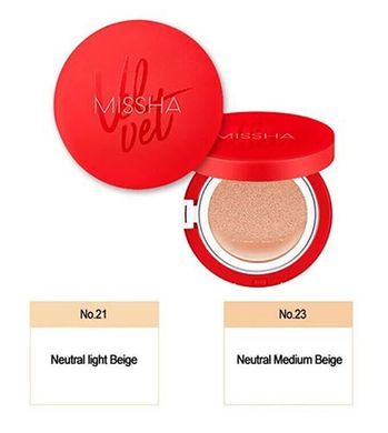 Тональний кушон для обличчя Missha Velvet Finish Cushion SPF50PA 21 Світло-Бежевий