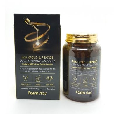 Сироватка омолоджуюча з пептидами і золотом FarmStay 24K Gold Peptide Solution Prime Ampoule 250ml