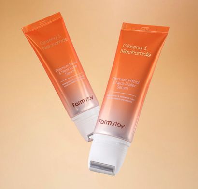 Сироватка для обличчя та шиї з женьшенем та ніацинамідом Farmstay Ginseng & Niacinamide Premium Facial & Neck Roller Serum 100 мл