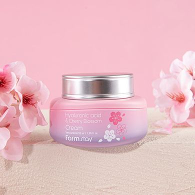 Крем для обличчя зволожувальний FARMSTAY HYALURONIC ACID & CHERRY BLOSSOM CREAM 55ml