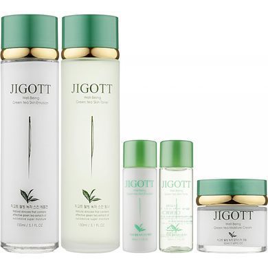 Набір для догляду за обличчям із екстрактом зеленого чаю Jigott Well-being Green Tea Skin Care 3Set